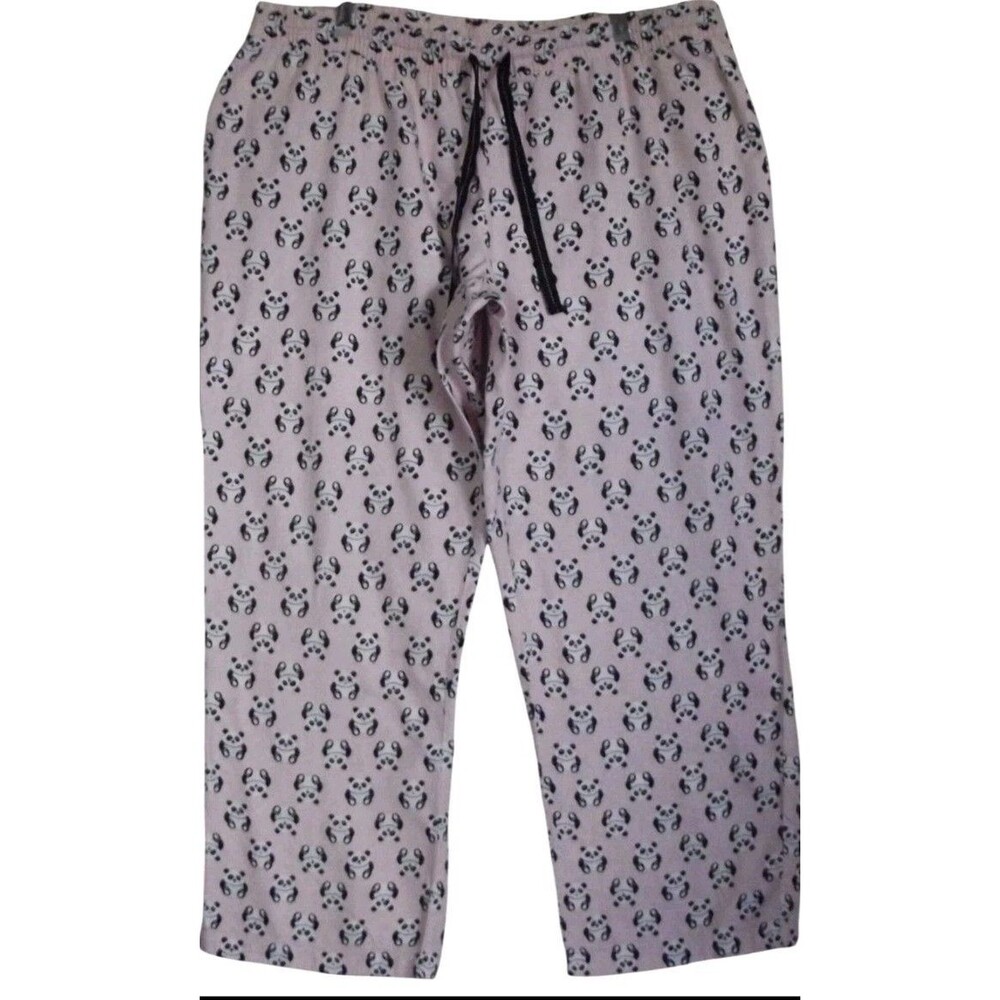 Secret Treasures Pajama Pants Panda Bear Novelty Print Pink Large Drawstring